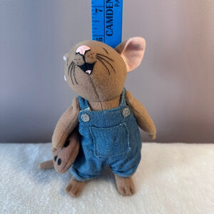 Give a Mouse a Cookie Plush Mouse Toy Brown Blue Overalls Stuffed Animal